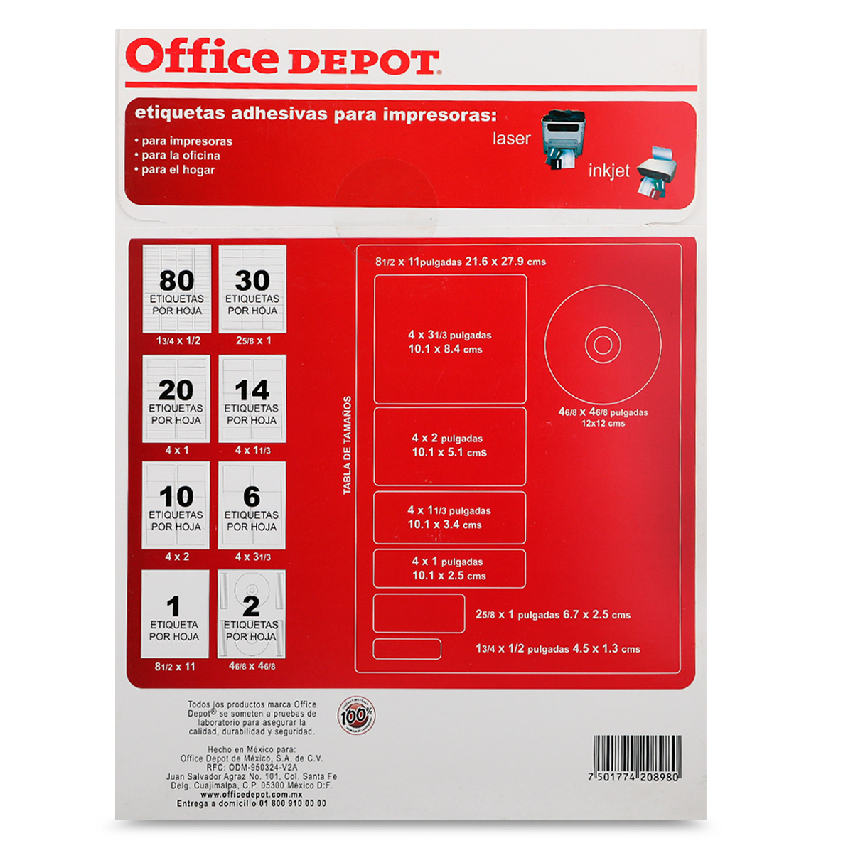 Cargado Peligro Arco iris Etiquetas para Impresión Láser Inkjet en CD Office Depot 100 piezas |  Office Depot Mexico