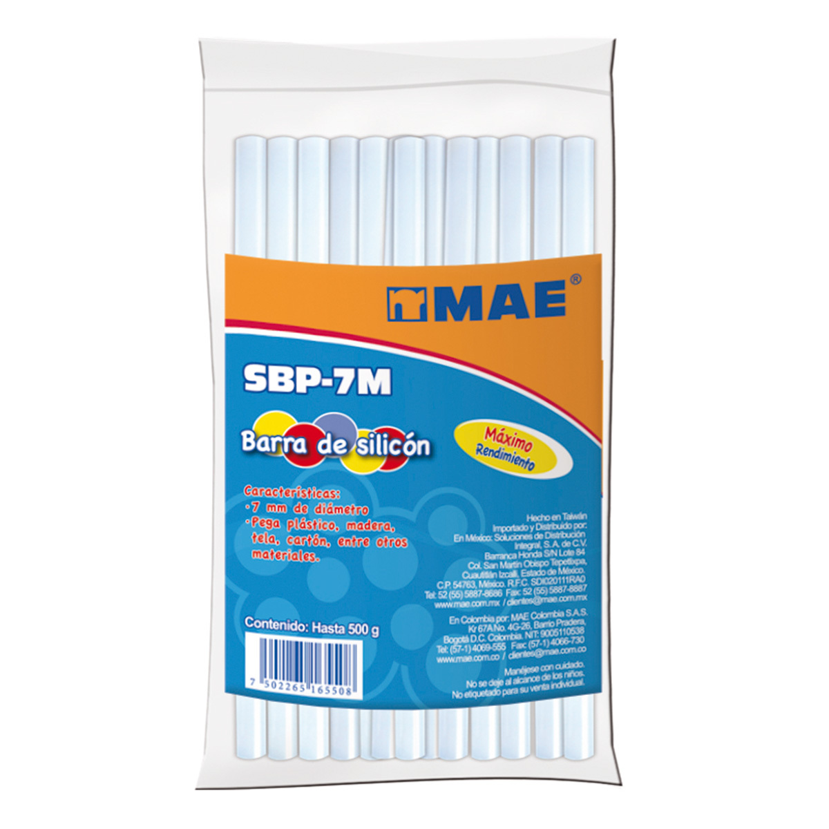 Barra de Silicón MAE Transparente 7 mm 24 piezas