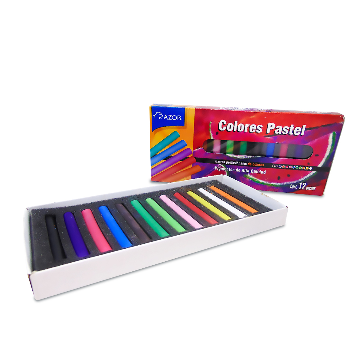 Juego de Pinturas Pastel Seco Profesional en Barra Azor Stafford DAD0500 / Colores surtidos / 12 piezas