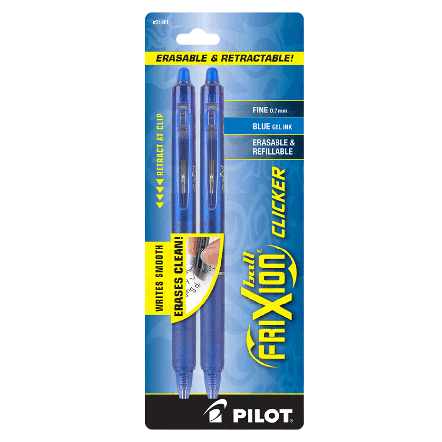 PILOT FriXion Clicker - Bolígrafos borrables de tinta de gel , recargables  y retráctiles, de punta fina, tinta morada, paquete de 12 (31455)