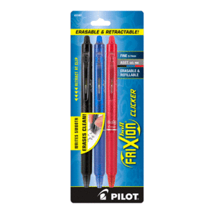 Plumas de Gel Retráctiles Borrables Pilot Pen Frixion Ball Clicker / Punto fino / Tinta negra roja azul / 3 piezas