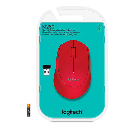 Mouse Inalámbrico Logitech M280 Nano Receptor USB  Rojo 