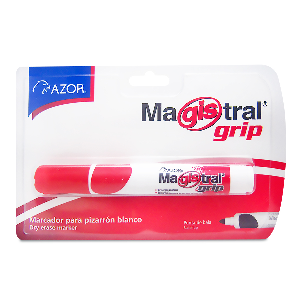 Marcador para Pizarrón Blanco Magistral Grip / Punta de bala / Rojo / 1 pieza