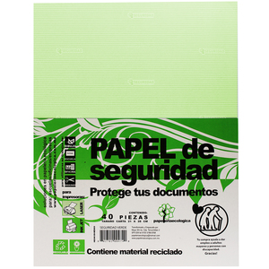 Papel de Seguridad Papelería Ecológica Carta 40 piezas Papel de Seguridad Papelería Ecológica Carta 40 piezas