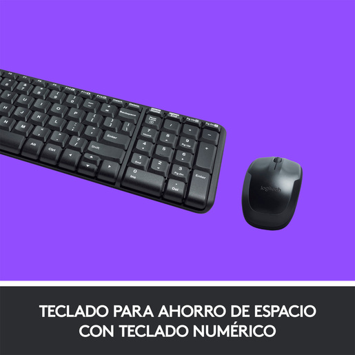 Teclado y Mouse Inalámbrico Logitech MK220 Negro