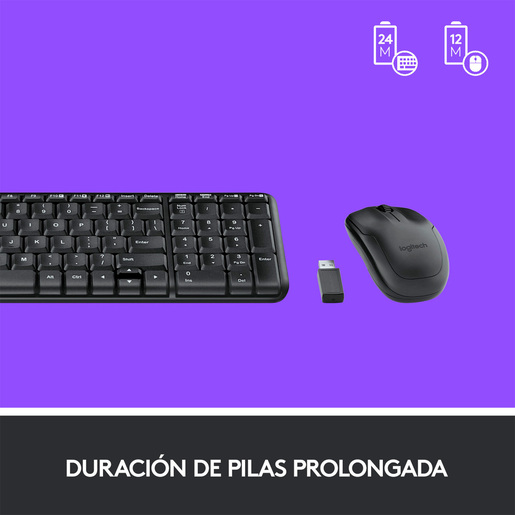 Teclado y Mouse Inalámbrico Logitech MK220 Negro