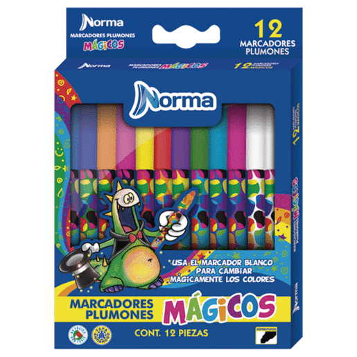 Marcadores Plumones Mágicos Norma 12 piezas | Office Depot Mexico