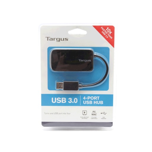 Hub USB 3.0 Targus ACH124US / 4 puertos / PC / Laptop / Mac / Negro