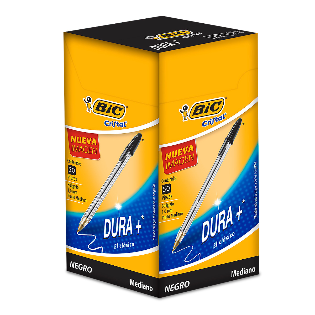 Bic Cristal - Bolígrafos grandes para uso diario con punta ancha (0.063  pulgadas), ideales para la escuela, tinta negra, paquete de 50 unidades