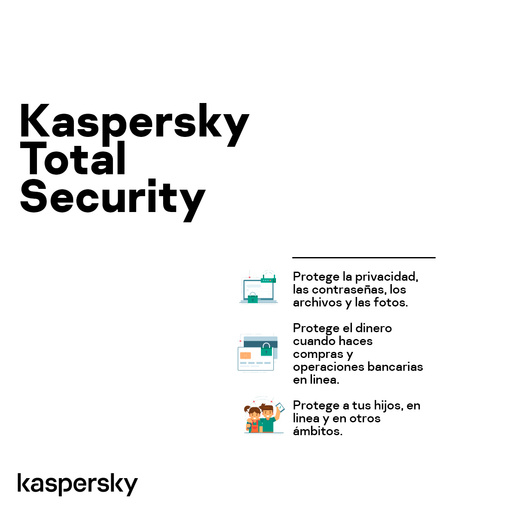 Antivirus Kaspersky Total Security / Licencia 1 año / 3 dispositivos / PC / Laptop /  Mac / Dispositivos móviles