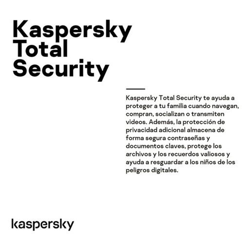 Antivirus Kaspersky Total Security / Licencia 1 año / 3 dispositivos / PC / Laptop /  Mac / Dispositivos móviles