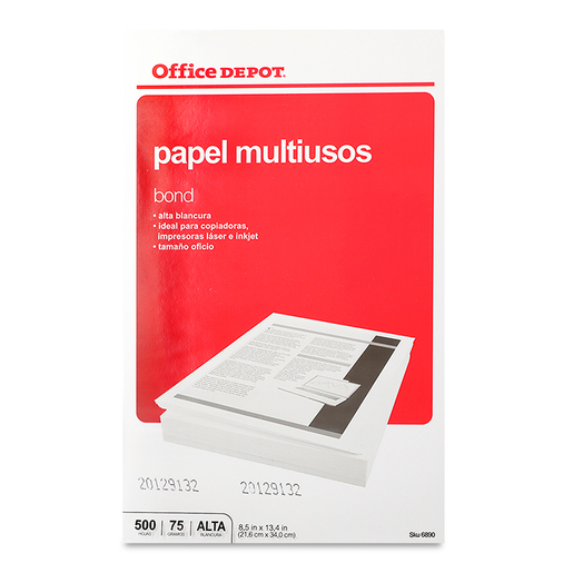 Caja de Papel Office Depot 6890 / Oficio / 5000 hojas / Blanco