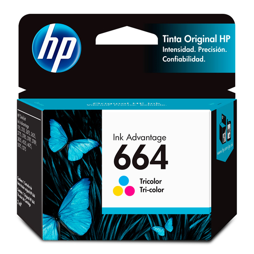 Cartucho de Tinta Hp 664 / F6V28AL / Tricolor / 100 páginas / Deskjet Ink Advantage