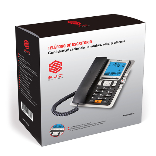 Teléfono con Altavoz Alámbrico Select Sound / Negro con plata