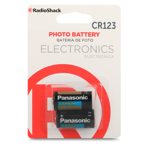 Pilas de Litio para Cámara Fotográfica CR 123 RadioShack / Paquete 2 piezas