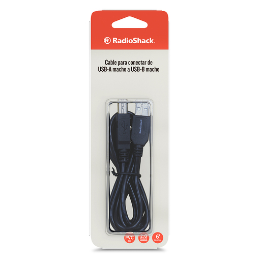 Cable USB 2.0 A/B RadioShack / 1.8 m / Negro