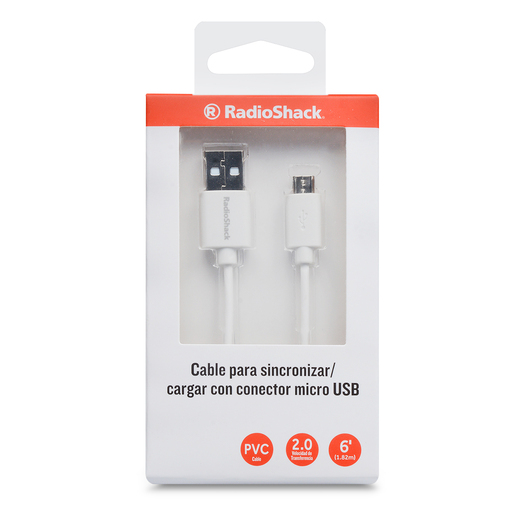 Cable Micro USB RadioShack / 1.80 m / Blanco