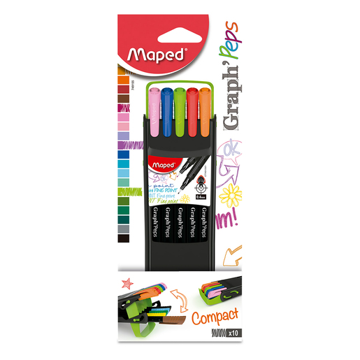 ROTULADOR MAPED GRAPH PEPS 749155 (COLORES, 10 PZS.) | Office Depot Mexico