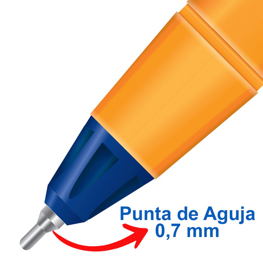 Plumas Azor Pin Point Amarillo / Punto fino / Tinta azul / 3 piezas