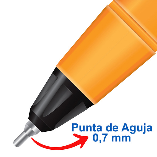 Plumas Azor Pin Point Amarillo / Punto fino / Tinta negra / 3 piezas
