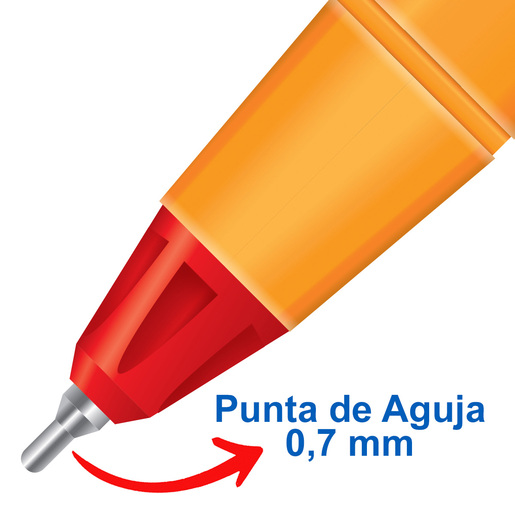 Plumas Azor Pin Point Amarillo / Punto fino / Tinta roja / 3 piezas