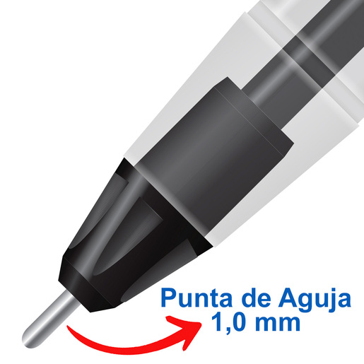 Plumas Azor Pin Point Needle / Punto mediano / Tinta negra / 3 piezas