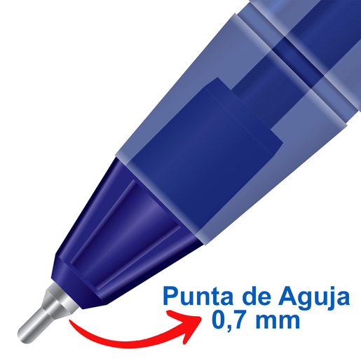 Plumas Azor Pin Point / Punto fino / Tinta azul / 12 piezas