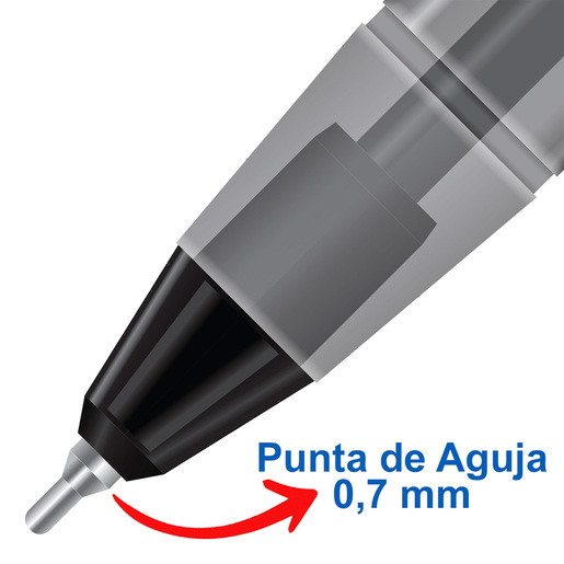 Plumas Azor Pin Point / Punto fino / Tinta negra / 12 piezas