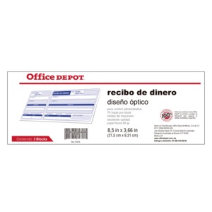 RECIBO DE DINERO OFFICE DEPOT (OPTICO, 3 PZS.) RECIBO DE DINERO OFFICE DEPOT (OPTICO, 3 PZS.)