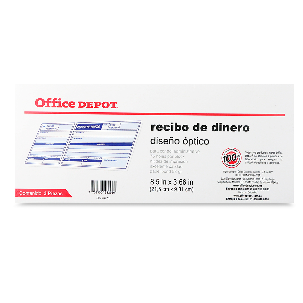 Block de Recibo de Dinero Office Depot 3 piezas | Office Depot Mexico