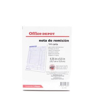 NOTA DE REMISION OFFICE DEPOT (1/4 CARTA, 3 PZS.)