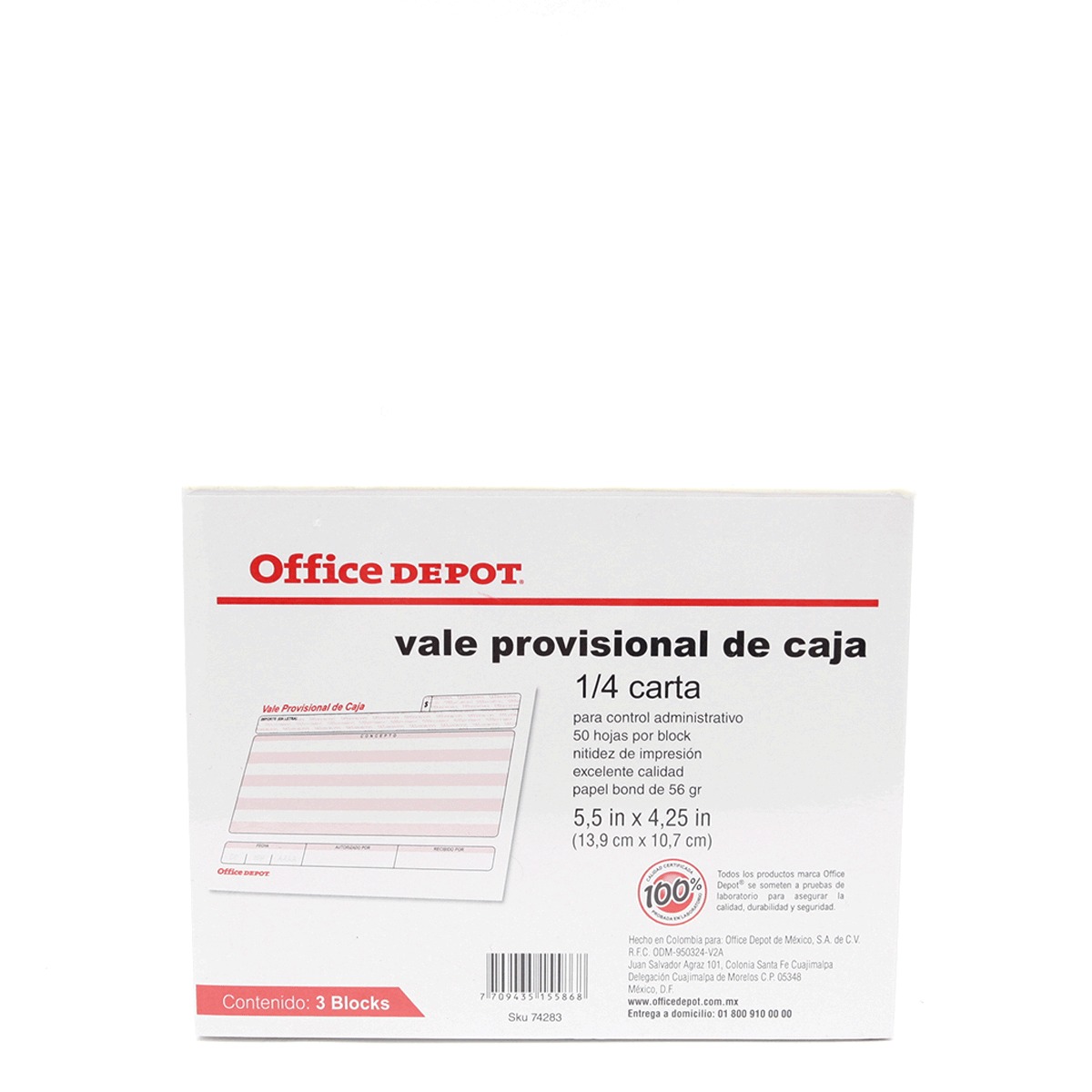 Vale Provisional Office Depot 1 4 Carta 3 Pzs Office Depot Mexico