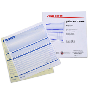 Póliza de Cheque Office Depot 1/2 Carta 25 juegos Póliza de Cheque Office Depot 1/2 Carta 25 juegos