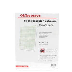 Block Carta 4 Columnas Office Depot / 2 piezas Block Carta 4 Columnas Office Depot / 2 piezas