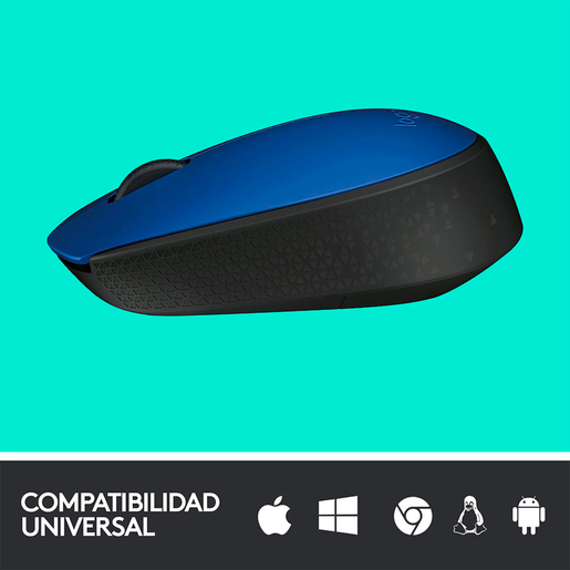 Mouse Inalámbrico Logitech M170 / Nano receptor USB / Azul con negro / PC / Laptop / Mac