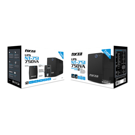 No Break Forza NT-751 / 750 VA / 6 contactos / Negro