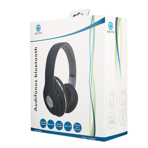 Audífonos de Diadema Bluetooth Spectra BT240 / On ear / Inalámbricos / Negro