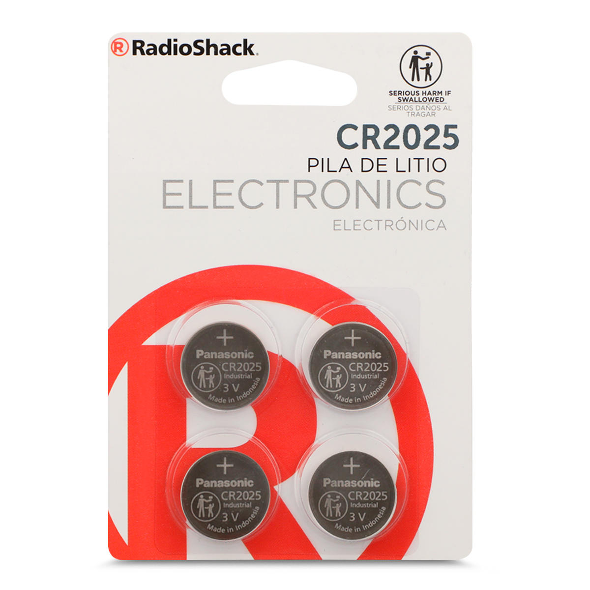 Pilas de Litio Botón CR 2025 RadioShack / Paquete 4 piezas