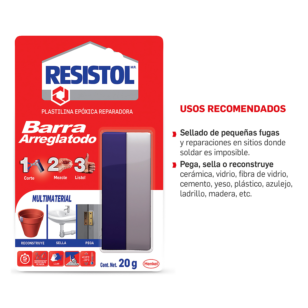 Plastilina Epóxica Arregla Todo Resistol 911 20 gr 1 pieza | Office Depot  Mexico