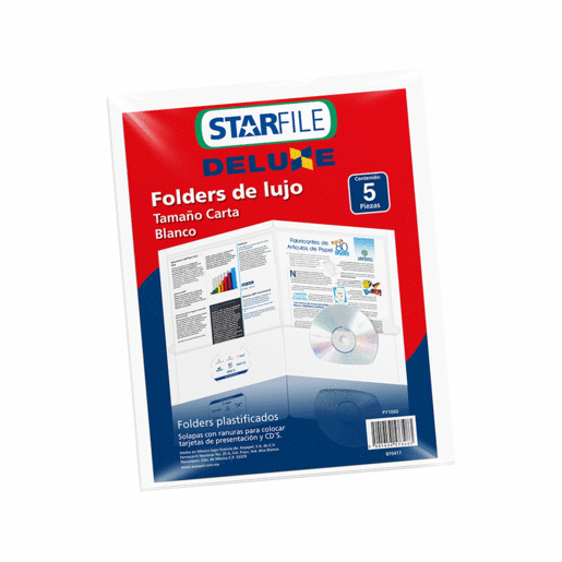 Folders Carta Starfile Delux / Blanco / 5 piezas