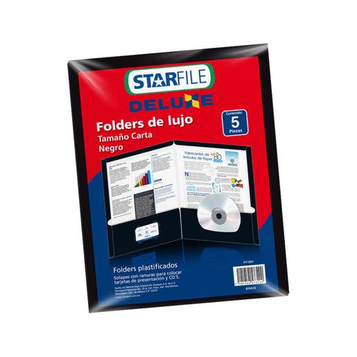Folders Carta Starfile Deluxe / Negro / 5 piezas
