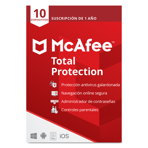Antivirus McAfee Total Protection Licencia 1 año 10 dispositivos PC y Mac