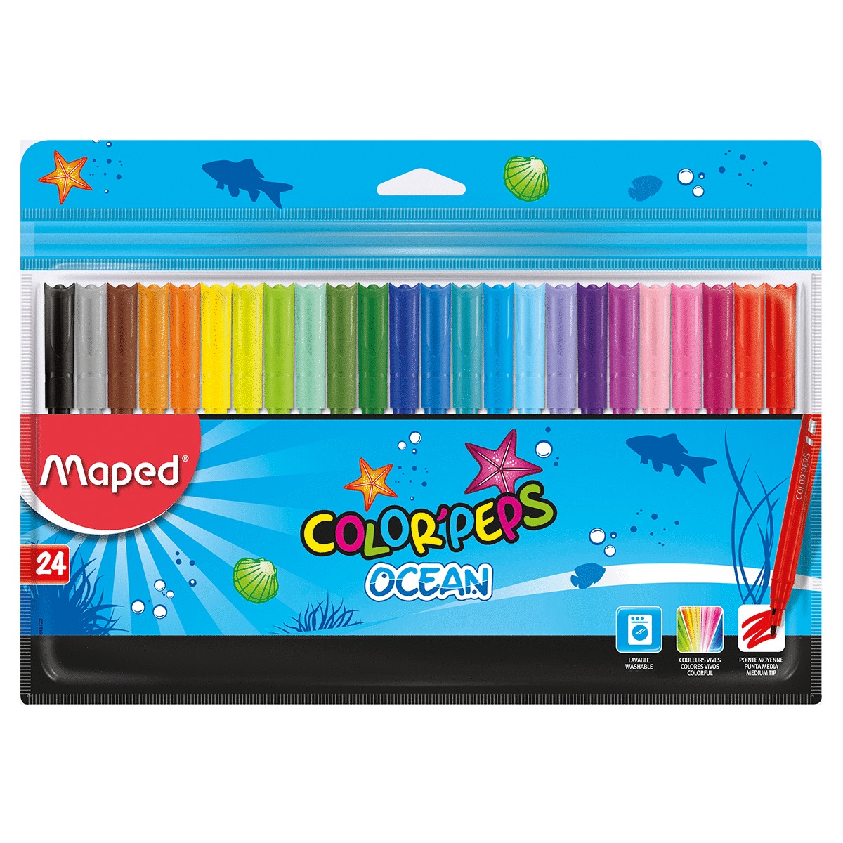ROTULADORES MAPED COLOR PEPS OCEAN (COLORES, 24 PZS.) | Office Depot Mexico