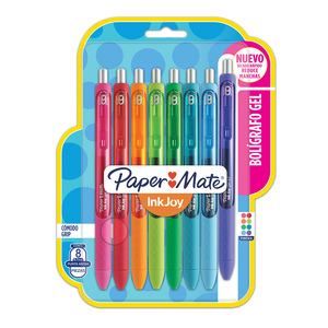 Plumas de Gel Retráctiles Paper Mate InkJoy / Punto mediano / Tinta colores surtidos / 8 piezas Plumas de Gel Retráctiles Paper Mate InkJoy / Punto mediano / Tinta colores surtidos / 8 piezas