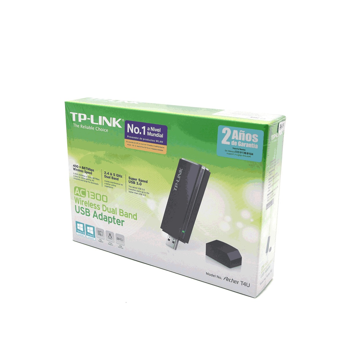 Adaptador WiFi USB Inalámbrico TP-Link Archer T4U Doble banda Negro | Office  Depot Mexico