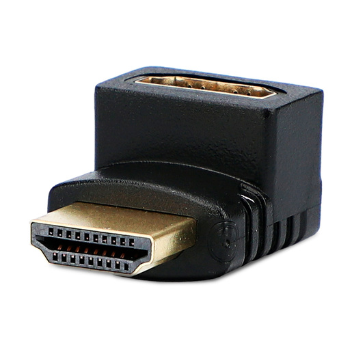 COPLE ADAPTADOR HDMI A HDMI 90 GRADOS HEMBRA MACHO CONECTOR NEGRO