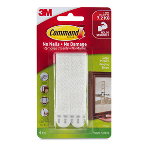 Tiras de Montaje 3M Command 17206 / Blanco / 60 x 91 cm / Blíster 4 piezas Tiras de Montaje 3M Command 17206 / Blanco / 60 x 91 cm / Blíster 4 piezas