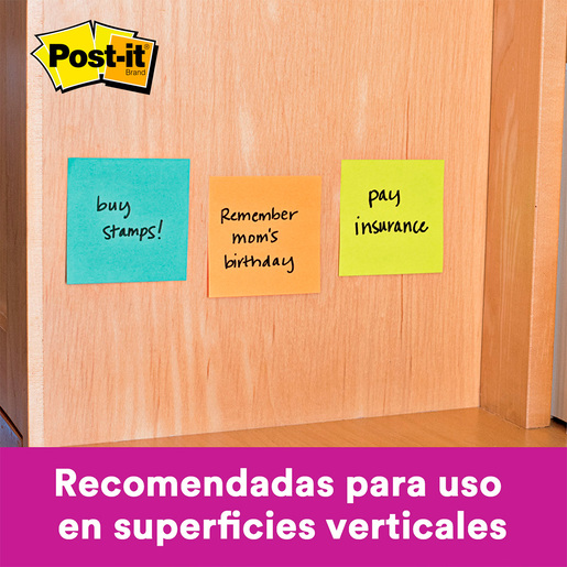 Notas Adhesivas 3M Post-It Super Sticky Miami 654 / Colores surtidos / 7.6 x 7.6 cm