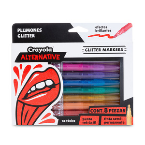 Plumones con Glitter Crayola Alternative / Punta Retráctil / 8 piezas