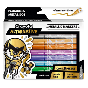 Plumones Metálicos Crayola Alternative / Punta Fina / 8 piezas